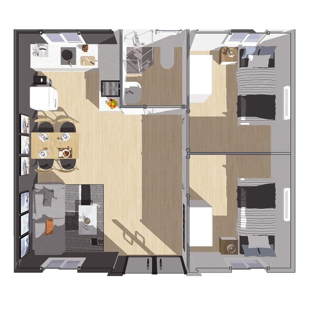Steel Flat Expandable Mobile House Modular Prefab Home With Light Steel Frame