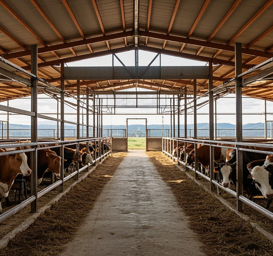 Low-cost Modern Light Prefabricated Steel Structure Farm Buildings for Sheep Goats Cows Horses with Customized Color
