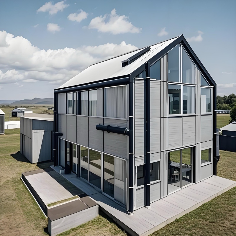Modern Galvanized Prefab Villa Modular Home Fast Installation Steel Frame Luxury House High Wind Resistance Lightweight Roof