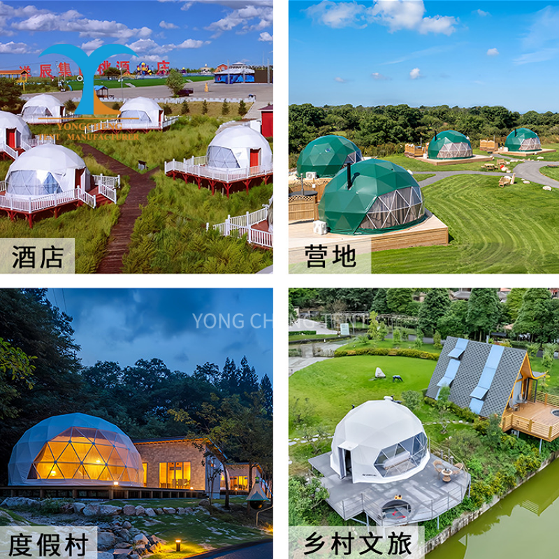 Foerstine Modern Clear Glass Greenhouse Luxury Glamping Tent Steel Frame Geodesic Dome Four-Season Waterproof PVC Fabric