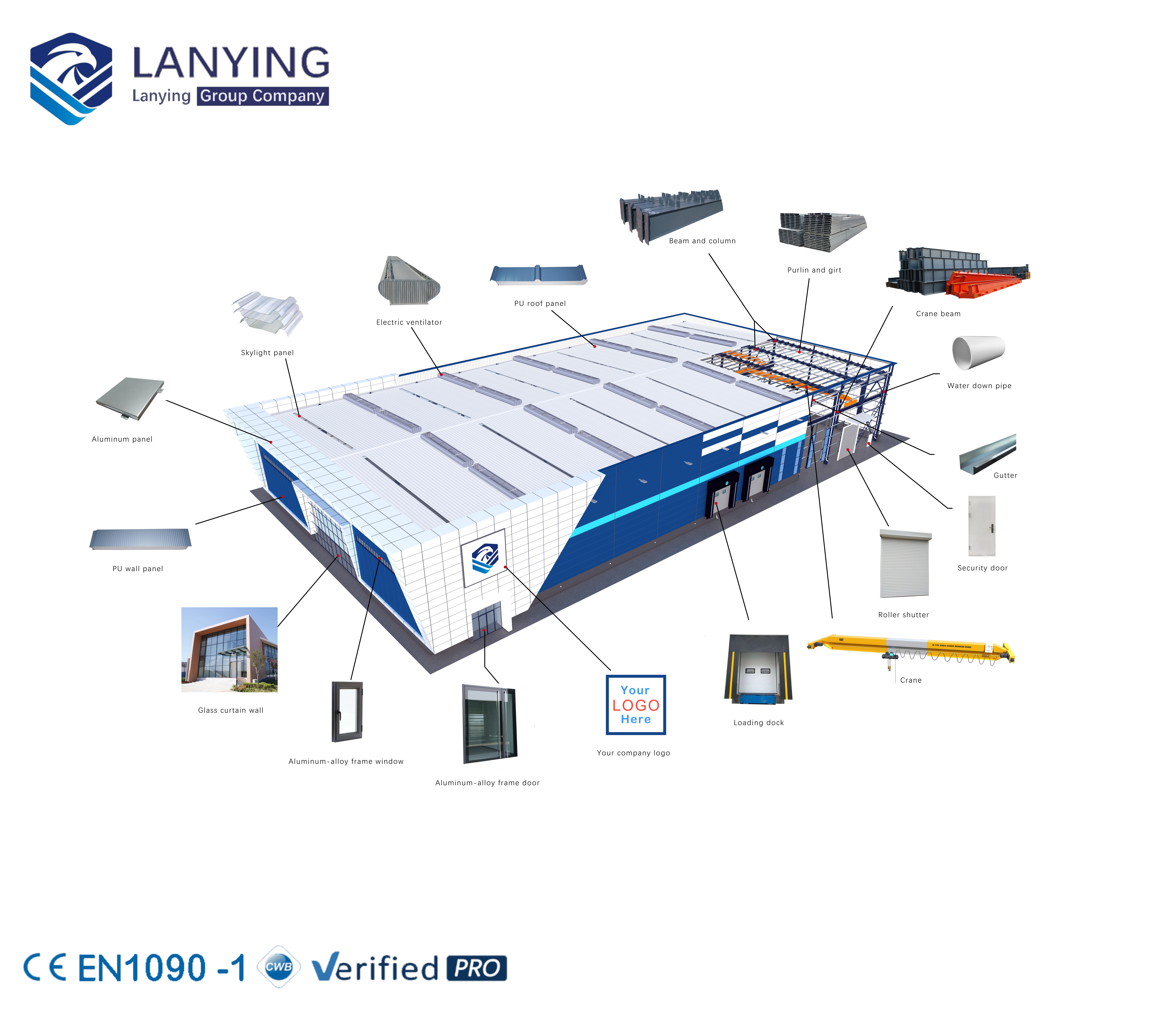Custom Steel Building with Reliable Steel Frame for Warehouse, Workshop and Commercial Building Projects