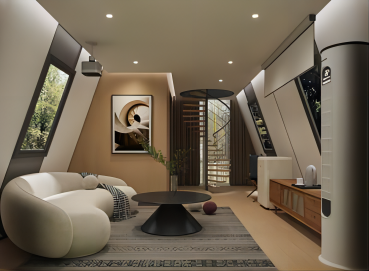 Double-Layer Triangular Intelligent Space Capsule Waterproof Steel Material Container House for Camping Accommodation