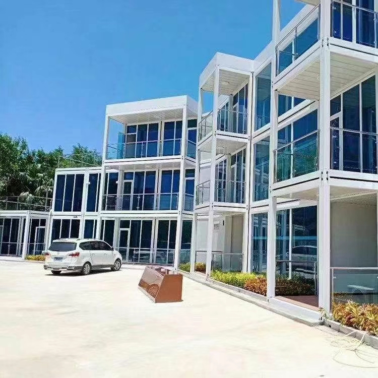 20ft Prefabricated Container House Flat Pack with Concrete Sandwich Panel Glass Metal Steel Frame for Home Office Bathroom Use