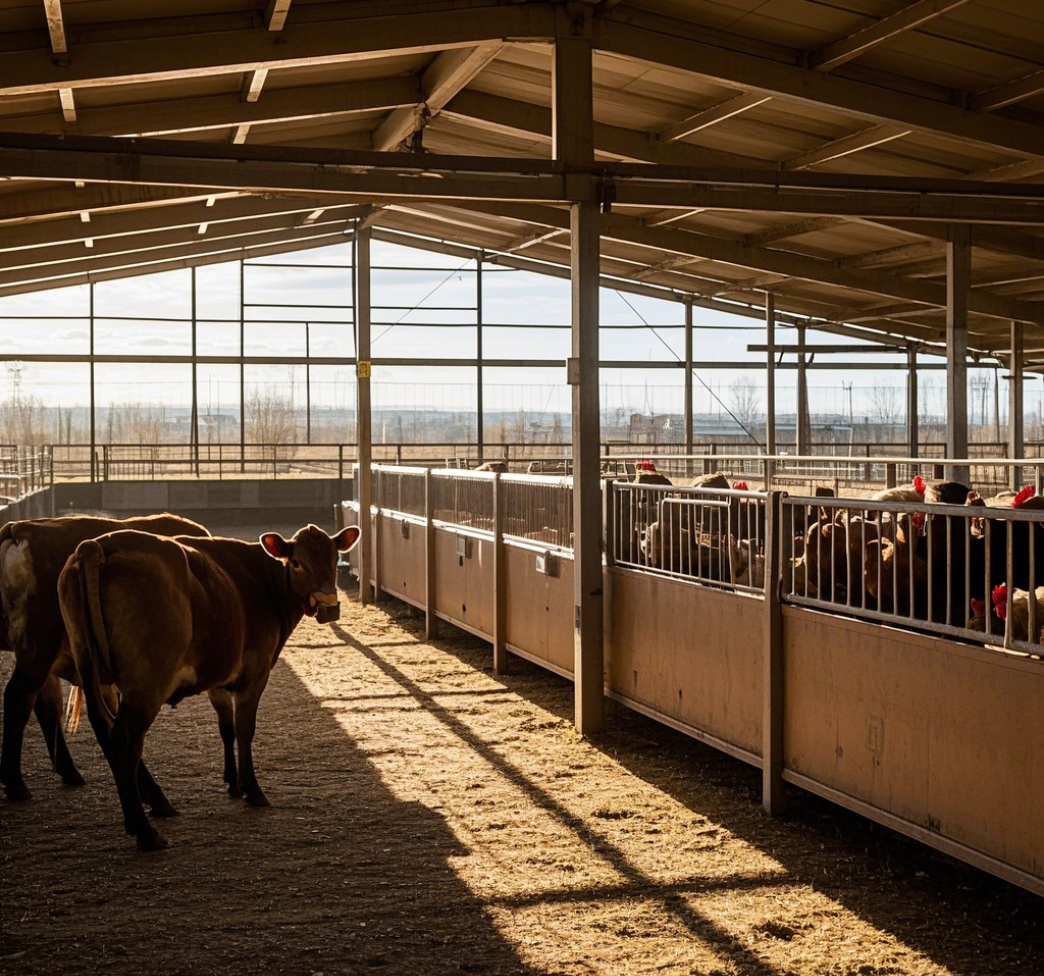 Low-cost Modern Light Prefabricated Steel Structure Farm Buildings for Sheep Goats Cows Horses with Customized Color