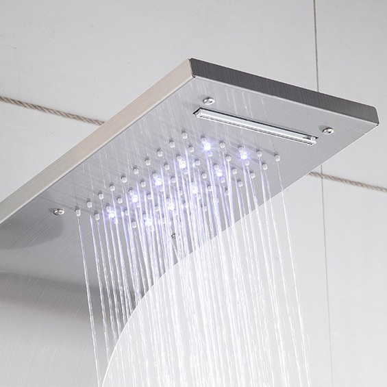 Discount Stainless steel modern shower panel Luxury bathroom shower set with LED ambient lights Manufacturers, Factories