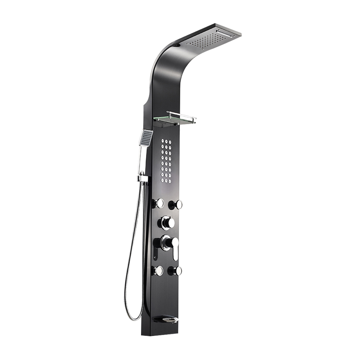 Buy Luxury black stainless steel shower panel 5 features shower faucets Supplier, Exporters
