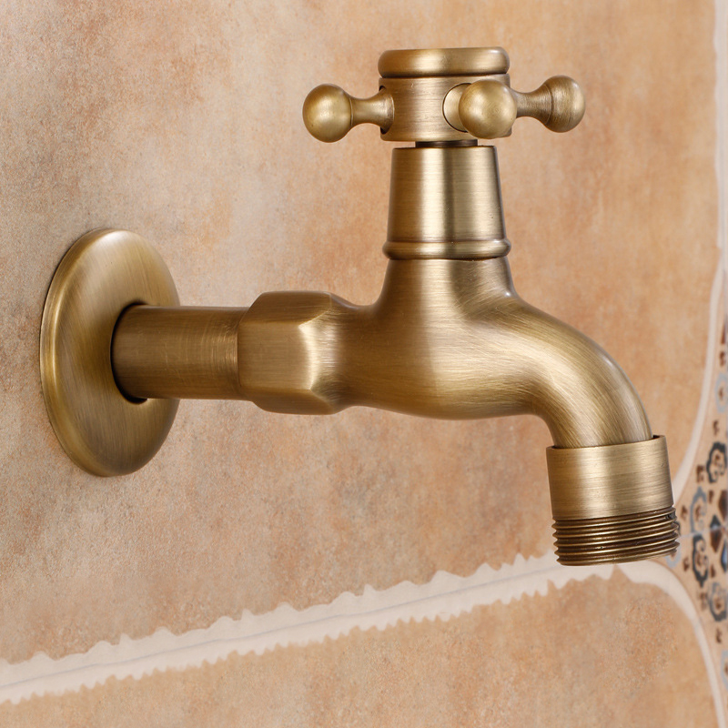Wholesale antique European-style brass washing machine faucet retro extended quick opening into the wall nozzle thickened faucet