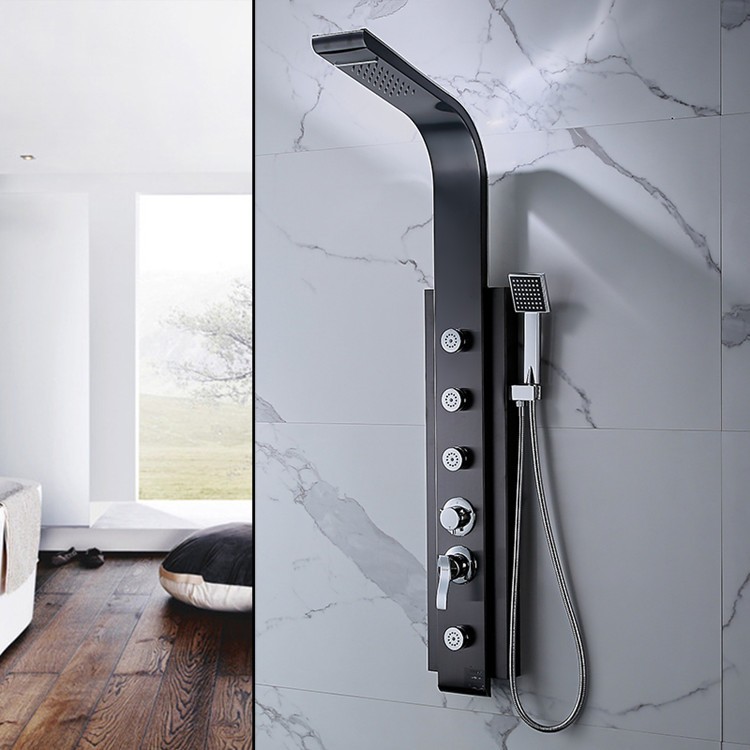 China 6 Feature shower panel brass bathroom shower set with LED lights Companies, Service