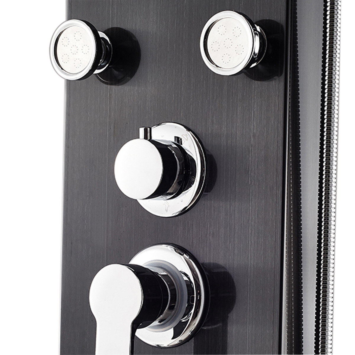 Buy Luxury black stainless steel shower panel 5 features shower faucets Supplier, Exporters