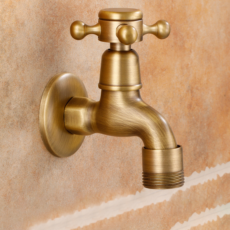 Wholesale antique European-style brass washing machine faucet retro extended quick opening into the wall nozzle thickened faucet