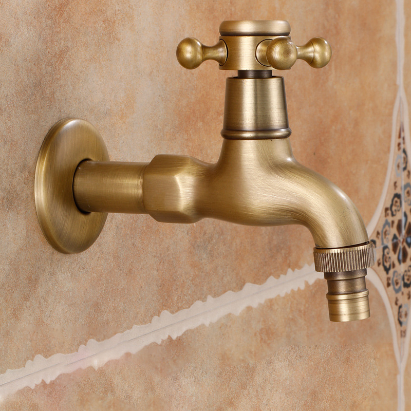 Wholesale antique European-style brass washing machine faucet retro extended quick opening into the wall nozzle thickened faucet