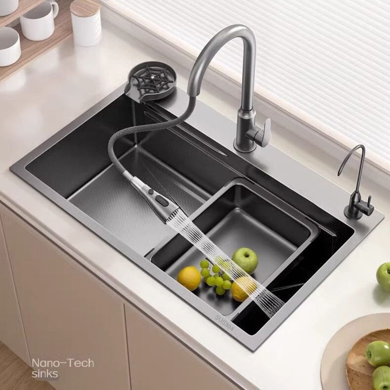 CE Certification Unik 5mm Thickened 304 Stainless Steel Nano-Textured Kitchen Sink – Anti-Stain, Multifunctional Design Manufacturers, Supplier