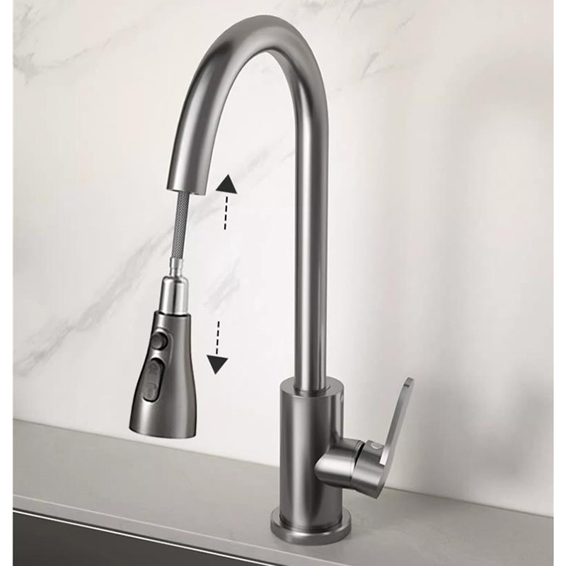 Famous Contemporary Kitchen Faucet Zinc Alloy Hot and Cold Dual-Function Pull-Out Spout Three Spray Modes 360° Swivel Lead-Free Eco-Friendly Available in Multiple Colors Pricelist, Service