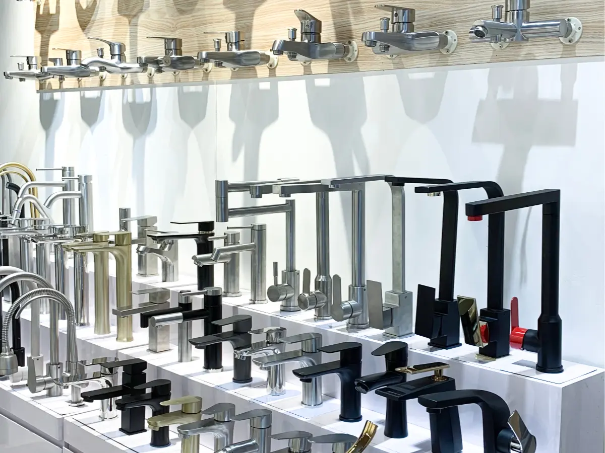 UNIK product sample room with shower head collection
