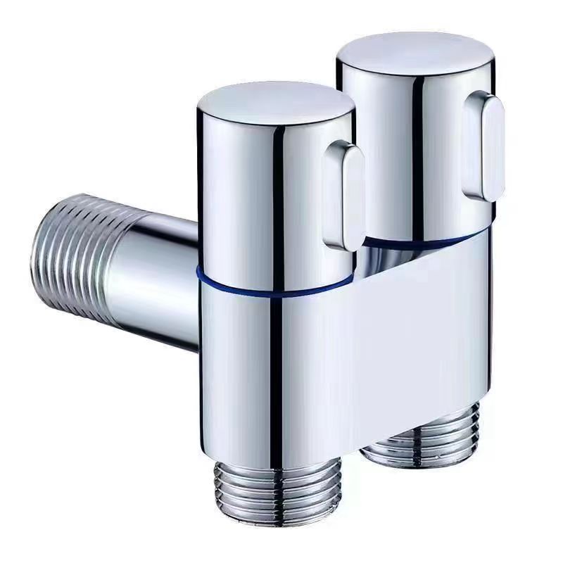 Cheap Brass angle valve stainless steel spray gun set bathroom double water outlet double switch Factories, Products