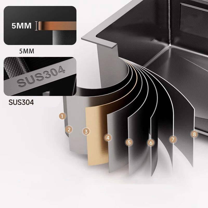 CE Certification Unik 5mm Thickened 304 Stainless Steel Nano-Textured Kitchen Sink – Anti-Stain, Multifunctional Design Manufacturers, Supplier