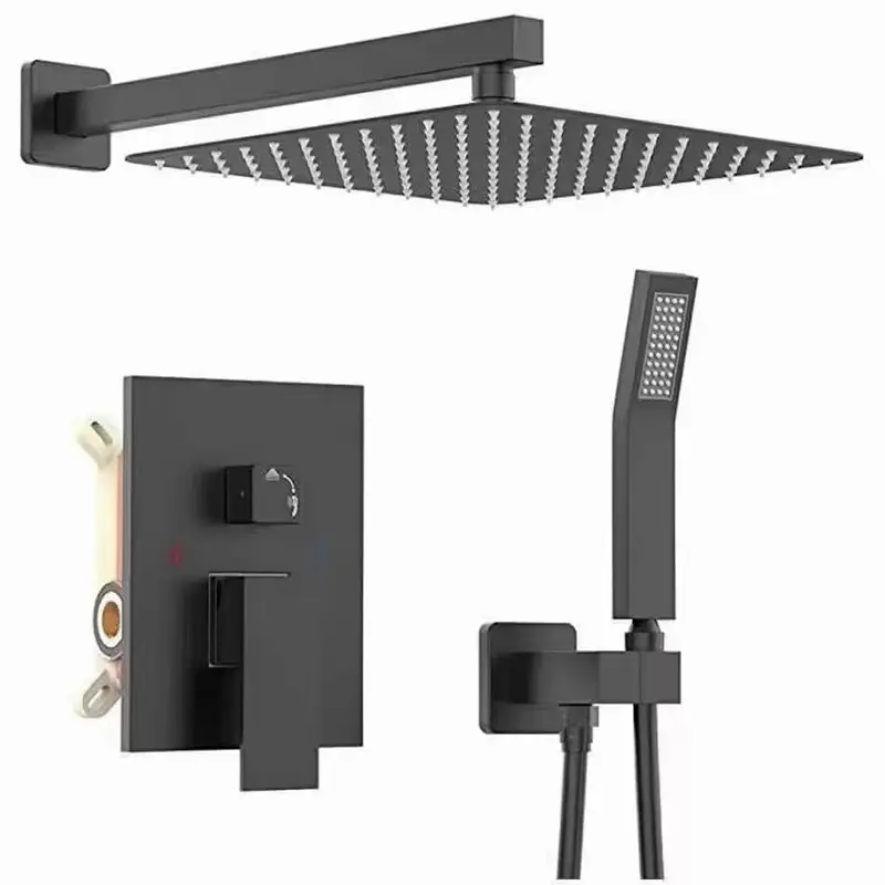 Modern Black Shower System — Luxury Matte Black with Adjustable Spray Options and Handheld Shower