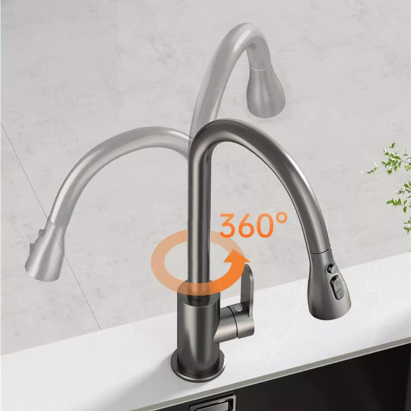 Famous Contemporary Kitchen Faucet Zinc Alloy Hot and Cold Dual-Function Pull-Out Spout Three Spray Modes 360° Swivel Lead-Free Eco-Friendly Available in Multiple Colors Pricelist, Service