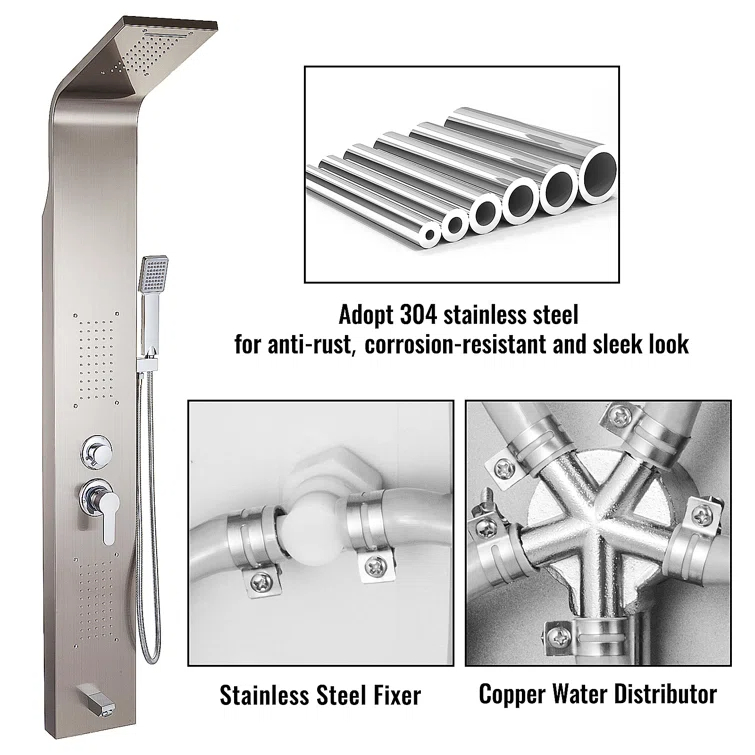 Stainless Steel Shower Panel - Shower Head Detail