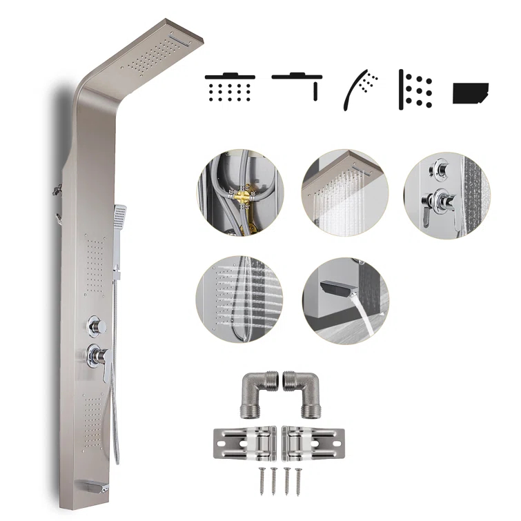 OEM 5 features stainless steel shower panel bathroom Luxury shower set Company, Service