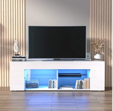 Modern High Gloss White LED TV Stand Media Center China Factory Union Furnishings