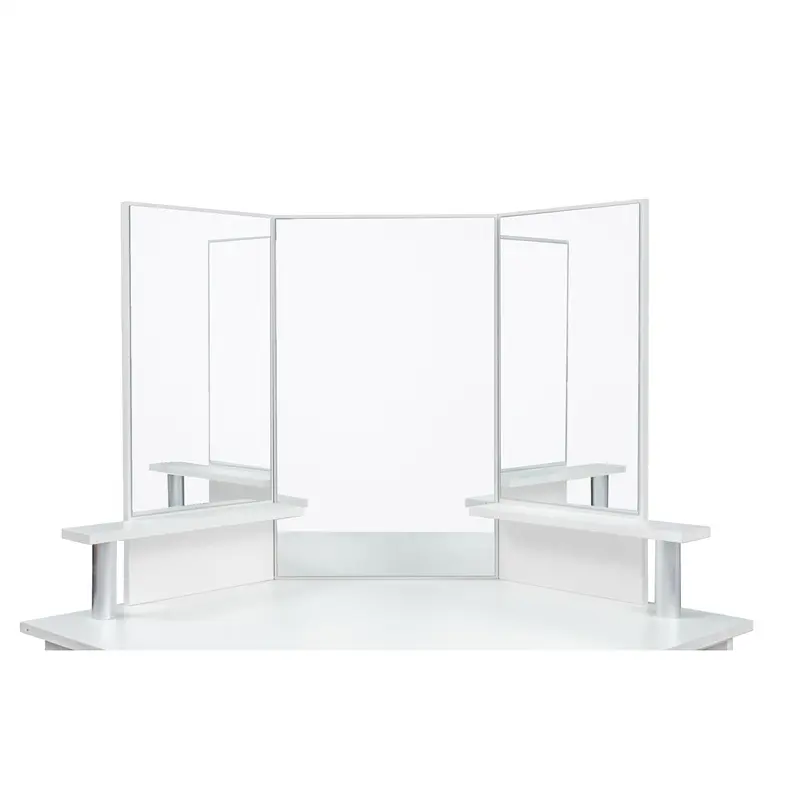 Best Corner dressing table make up desk with three-fold mirror and 5 rotary drawer Wooden Bedroom Vanity Table (White) Exporter, Factories