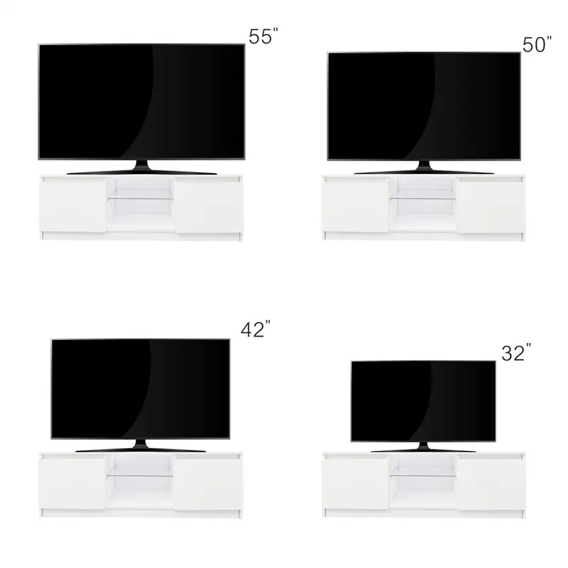 ODM TV Cabinet Wholesale, White TV Stand with Lights, Modern LED TV Cabinet with Storage Drawers, Living Room Entertainment Center Media Console Table Supplier, Factories