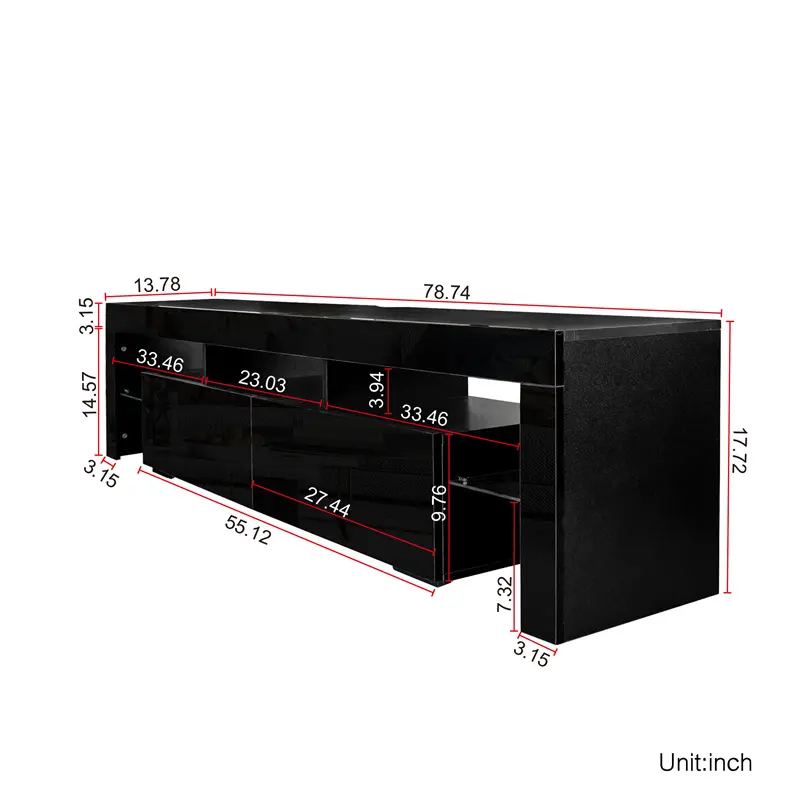 Famous Modern gloss black TV Stand for 80 inch TV , 20 Colors LED TV Stand w/Remote Control Lights Companies, Quotes