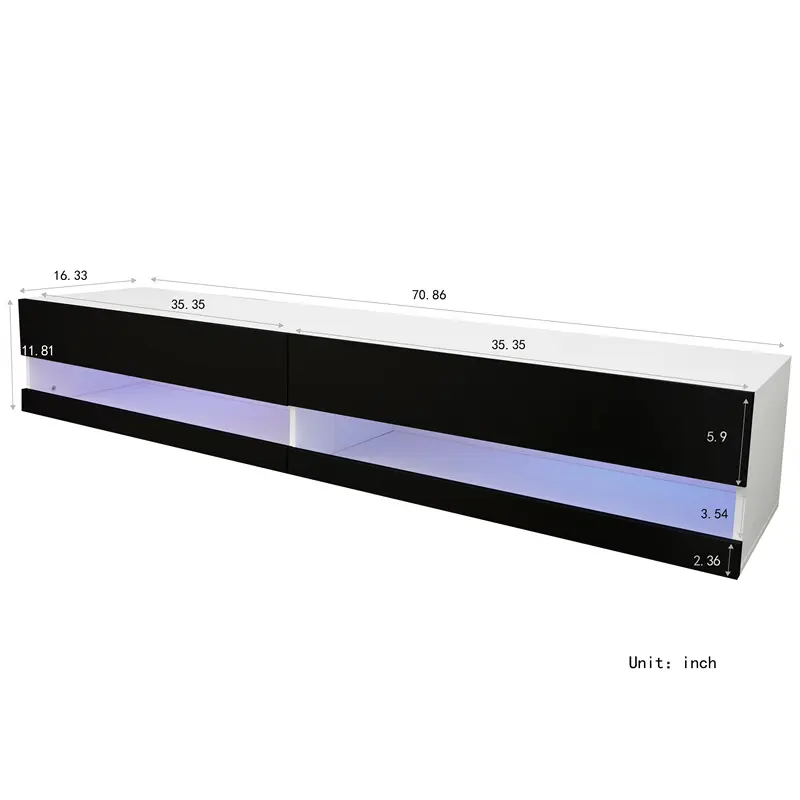 Buy 180 Wall Mounted Floating 80" TV Stand with 20 Color LEDs Quotes, Pricelist