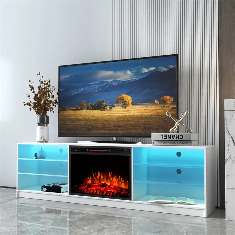 High-Quality Electric Fireplace TV Console, White color Supplier, Exporters