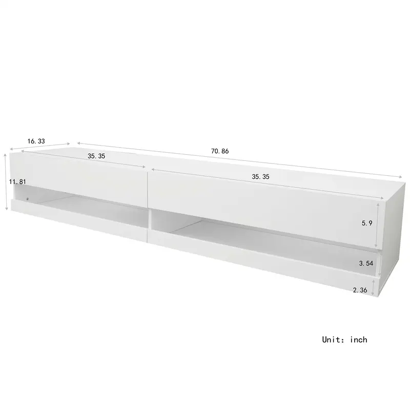 Best 180 Wall Mounted Floating 80" TV Stand with 20 Color LEDs White color Factories, Factory