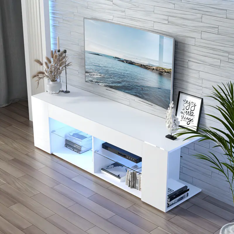 Custom Modern and Stylish High Gloss White LED TV Stand&Media Center - China Factory Manufacture Quotes, Factories