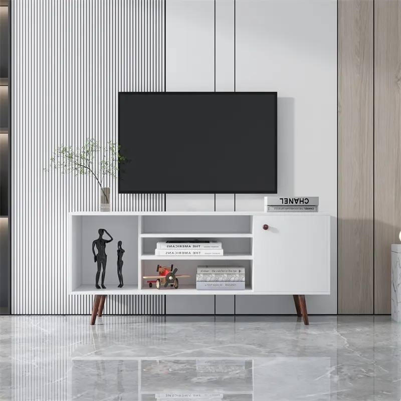 Buy TV Stand Use in Living Room Furniture with 1 storage and 2 shelves Cabinet, high quality particle board, White color Quotes, Factories