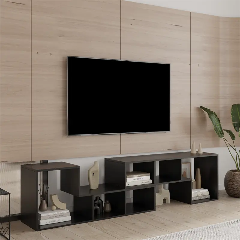 Best Double L-Shaped TV Stand, Display Shelf, Bookcase for Home Furniture, Black color Companies, Company