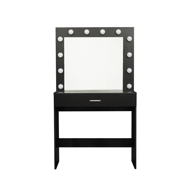 Wholesale Modern Design Bedroom Makeup Dressing Table with Light and Stool Black color Manufacturer, Factories