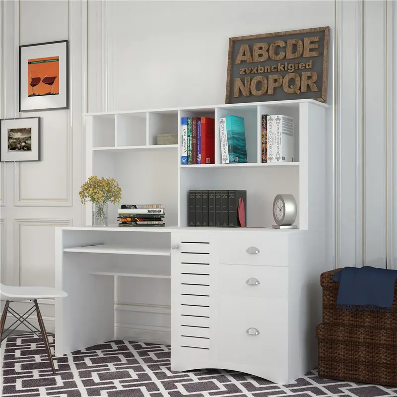 Famous Home & Office Computer Desk with Hutch, Antiqued White finish Company, Suppliers