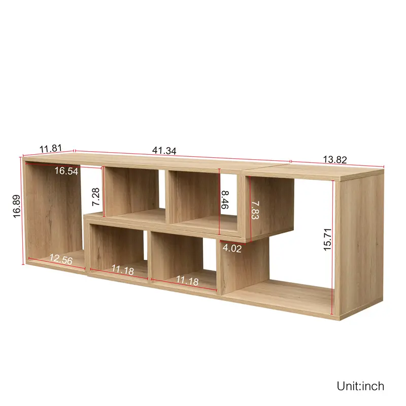 Custom Double L-Shaped Oak Stand, Display Shelf, Bookcase for Home Furniture, Rustic oak color Manufacturers, Factory