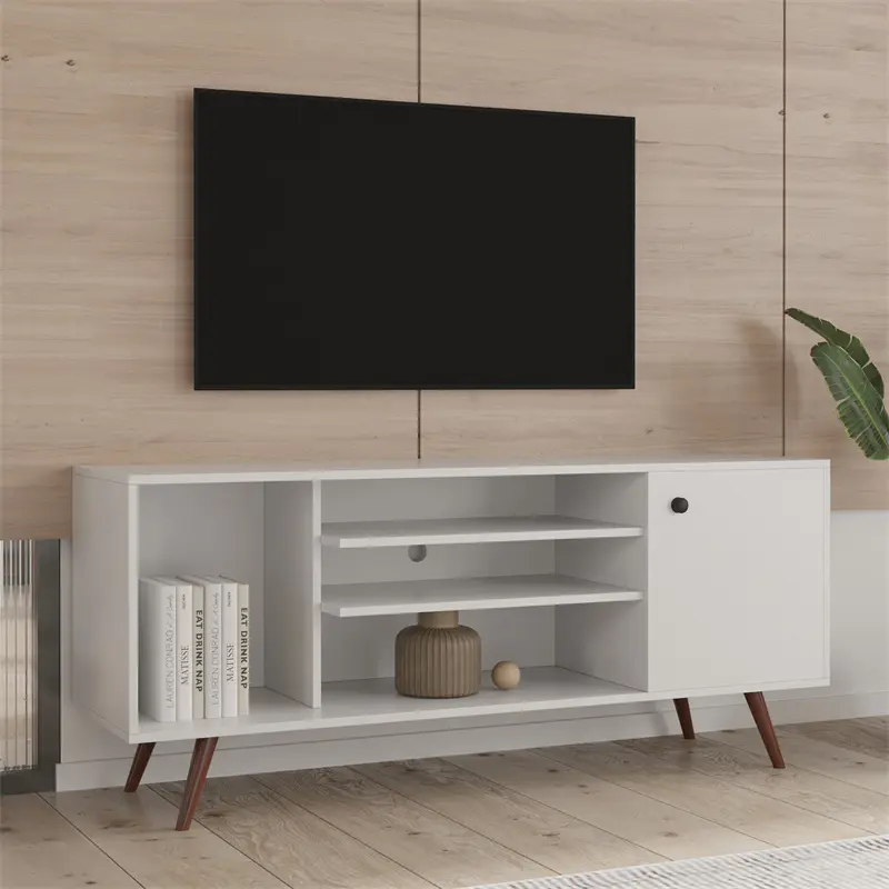Buy TV Stand Use in Living Room Furniture with 1 storage and 2 shelves Cabinet, high quality particle board, White color Quotes, Factories