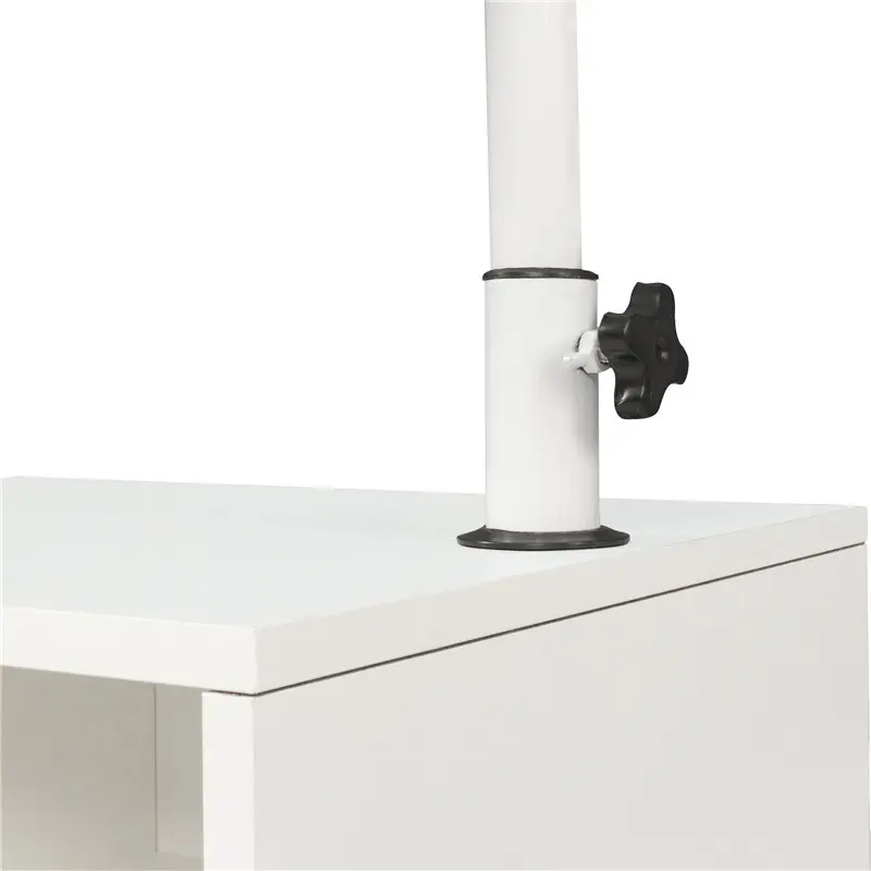 OEM Height Adjustable side Table Wooden with Swivel Top, Storage Drawers, Wheels and Open Shelf, (White) Product, Company