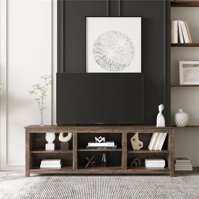Wholesale Living room TV stand furniture with 6 storage compartments and 1 shelf cabinet, high-quality particle board Supplier, Products