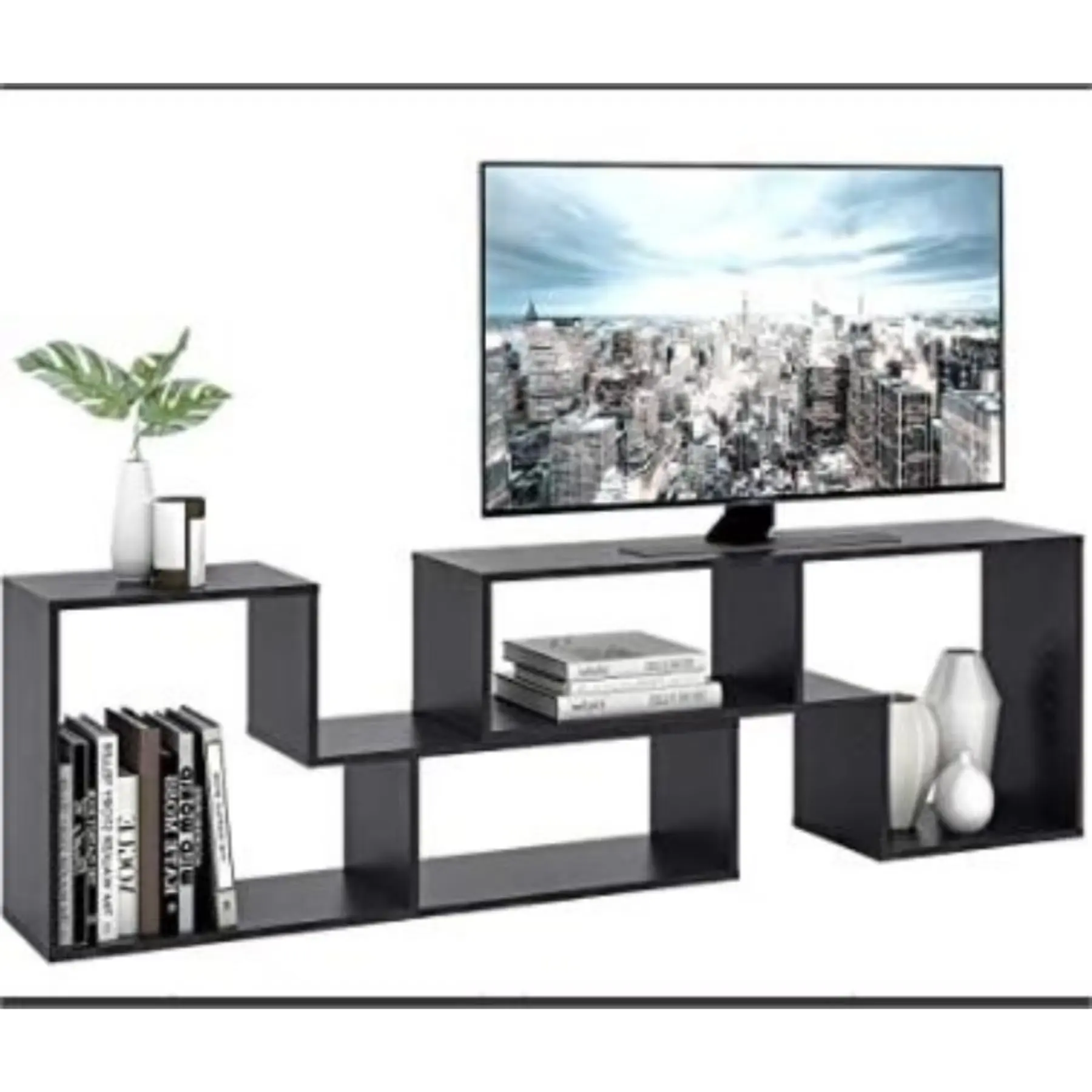 Best Particleboard TV Cabinet with Adjustable L-Shaped Shelves，Modern indoor furniture Products, Factory