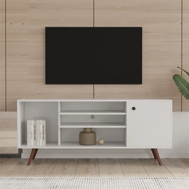 Buy TV Stand Use in Living Room Furniture with 1 storage and 2 shelves Cabinet, high quality particle board, White color Quotes, Factories