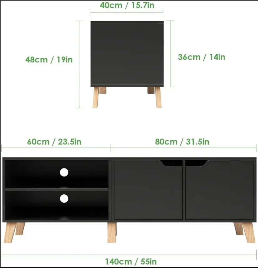 Famous Particleboard TV Cabinet with 2 Doors and 2 Open Partitions，Living room wooden furniture Product, Pricelist