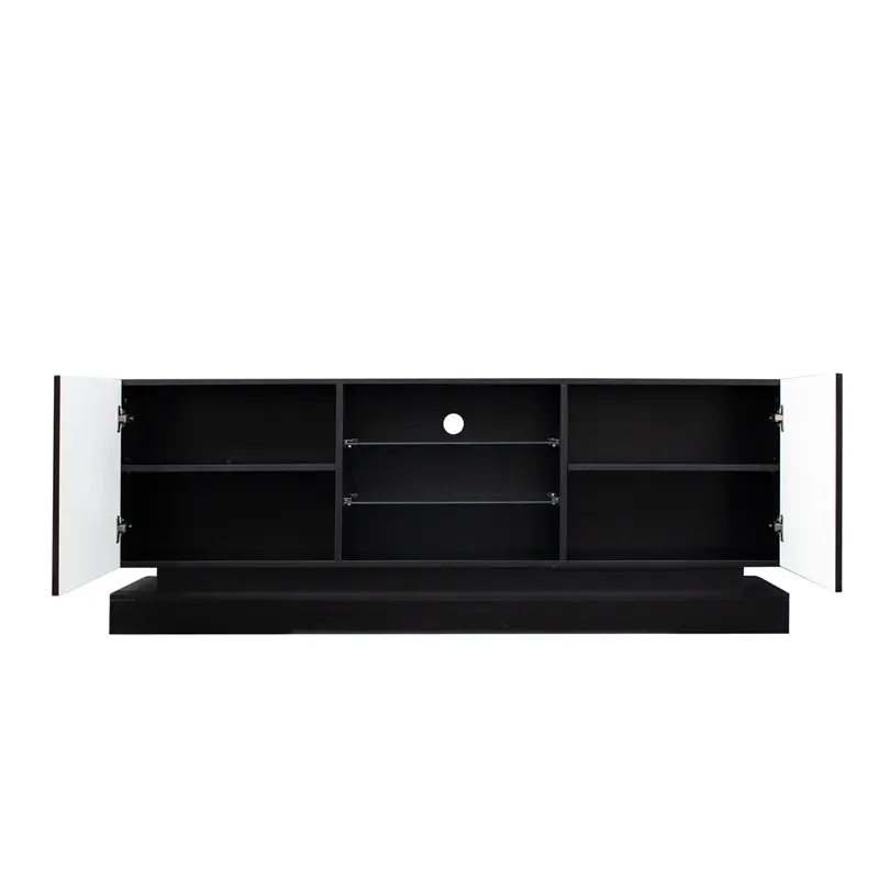OEM U-Can Modern, Stylish Functional TV stand with Color Changing LED Lights, Universal Entertainment Center, Black Manufacturers, Suppliers