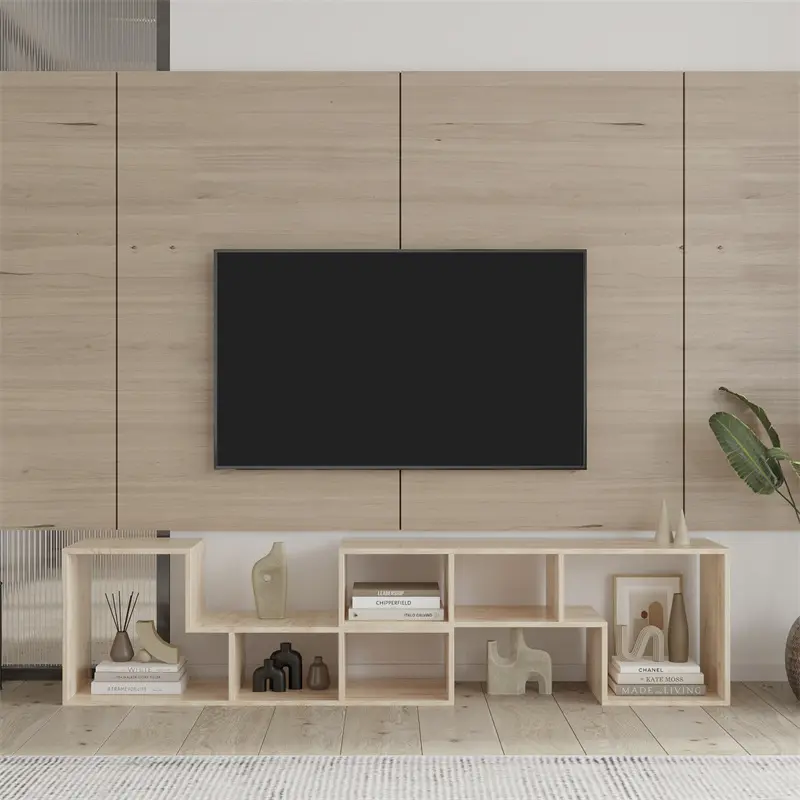Custom Double L-Shaped Oak Stand, Display Shelf, Bookcase for Home Furniture, Rustic oak color Manufacturers, Factory
