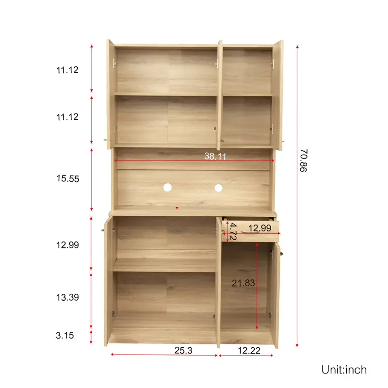 Buy 70.87" Tall Wardrobe& Kitchen Cabinet, with 6-Doors, 1-Open Shelves and 1-Drawer for bedroom, Rustic Oak color Manufacturers, Product