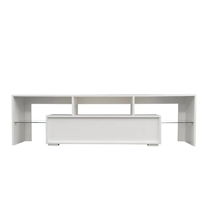 ODM Living Room Furniture TV Stand Cabinet with 2 Drawers & 2 open shelves,20-color RGB LED lights with remote, White color Manufacturer, Exporter