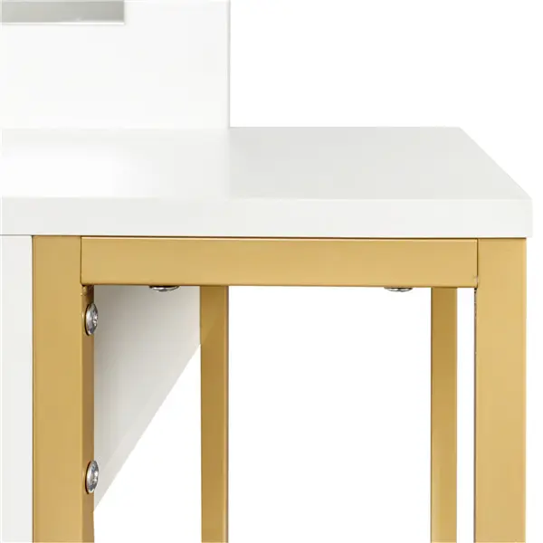 Best White, modern and simple vanity with stool, solid metal frame, large round mirror and storage space Manufacturers, Factory