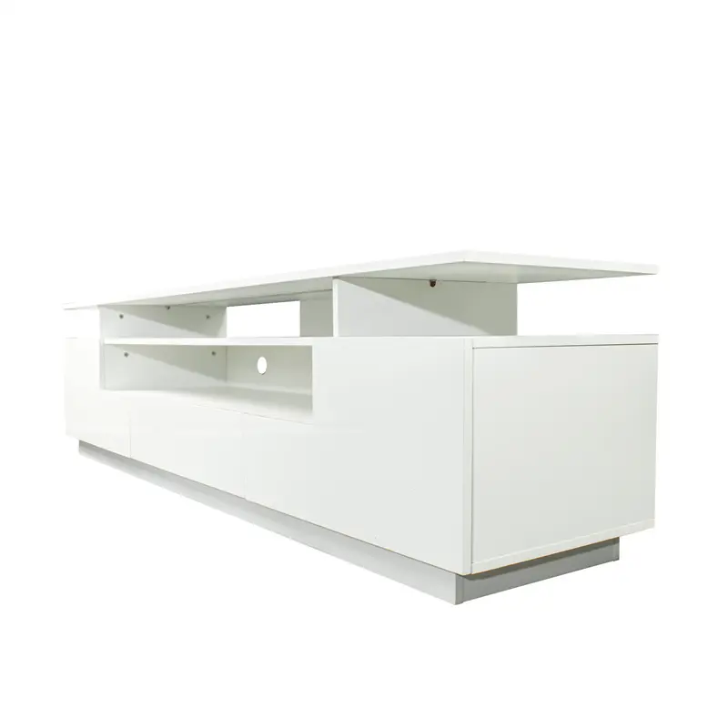 OEM Modern White TV Stand, 20 Colors LED TV Stand w/Remote Control Lights Companies, Factory