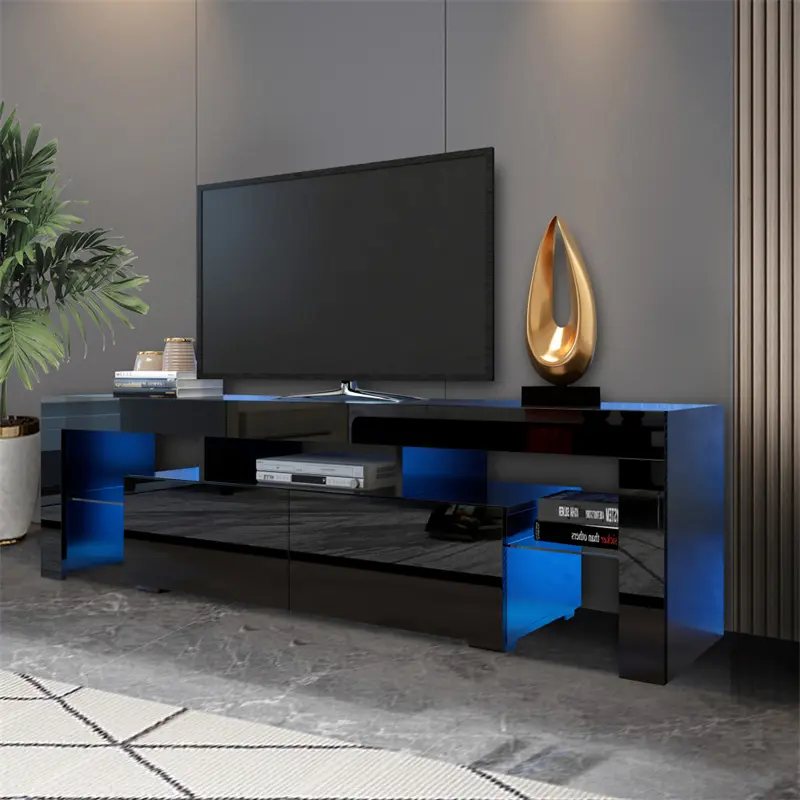 CE Certification Modern Black TV Stand, 20 Colors LED TV Stand w/Remote Control Lights Quotes, Pricelist